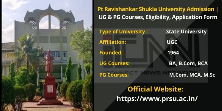 Pt Ravishankar Shukla University Admission 2022